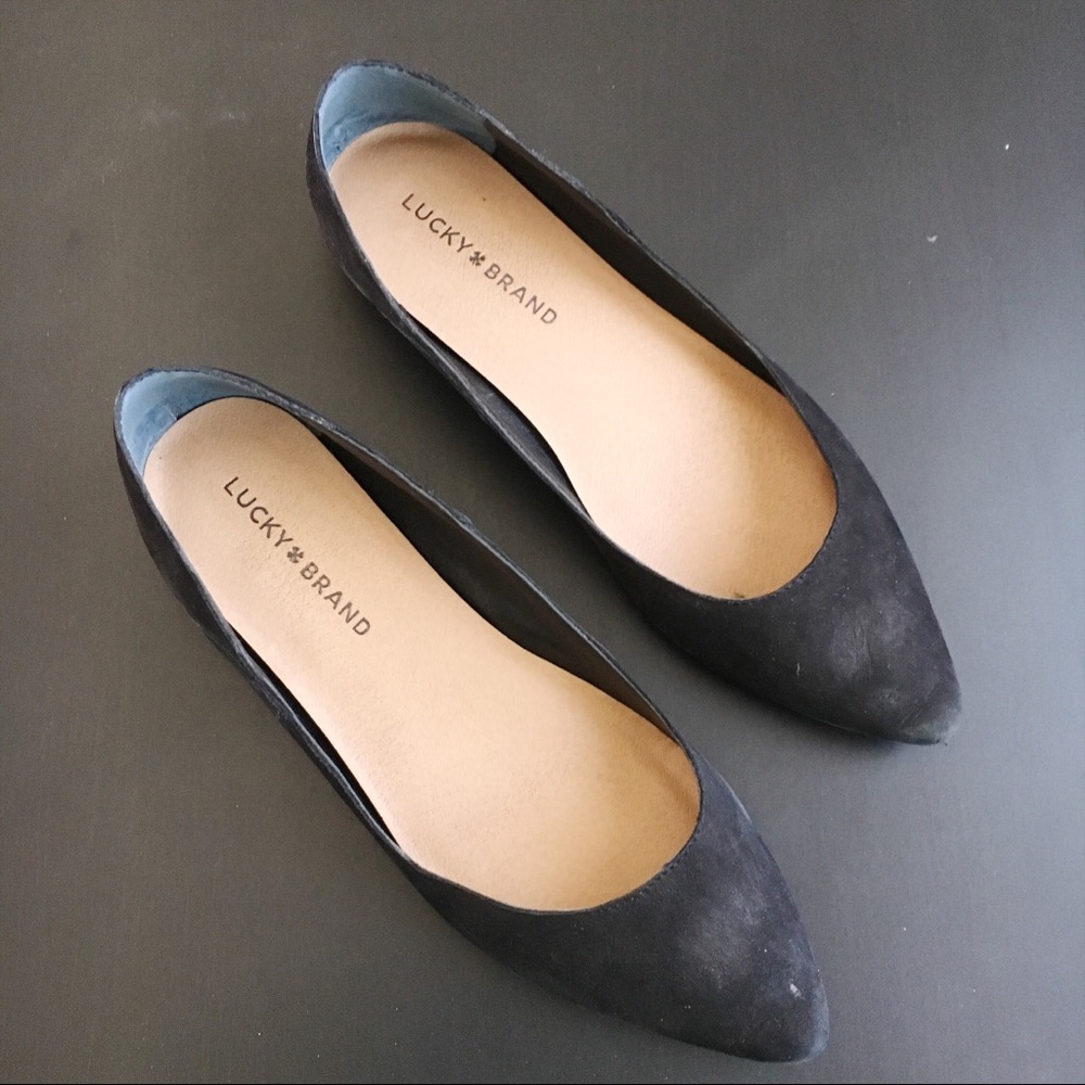 Lucky Bylando Black Suede Pointy Flat